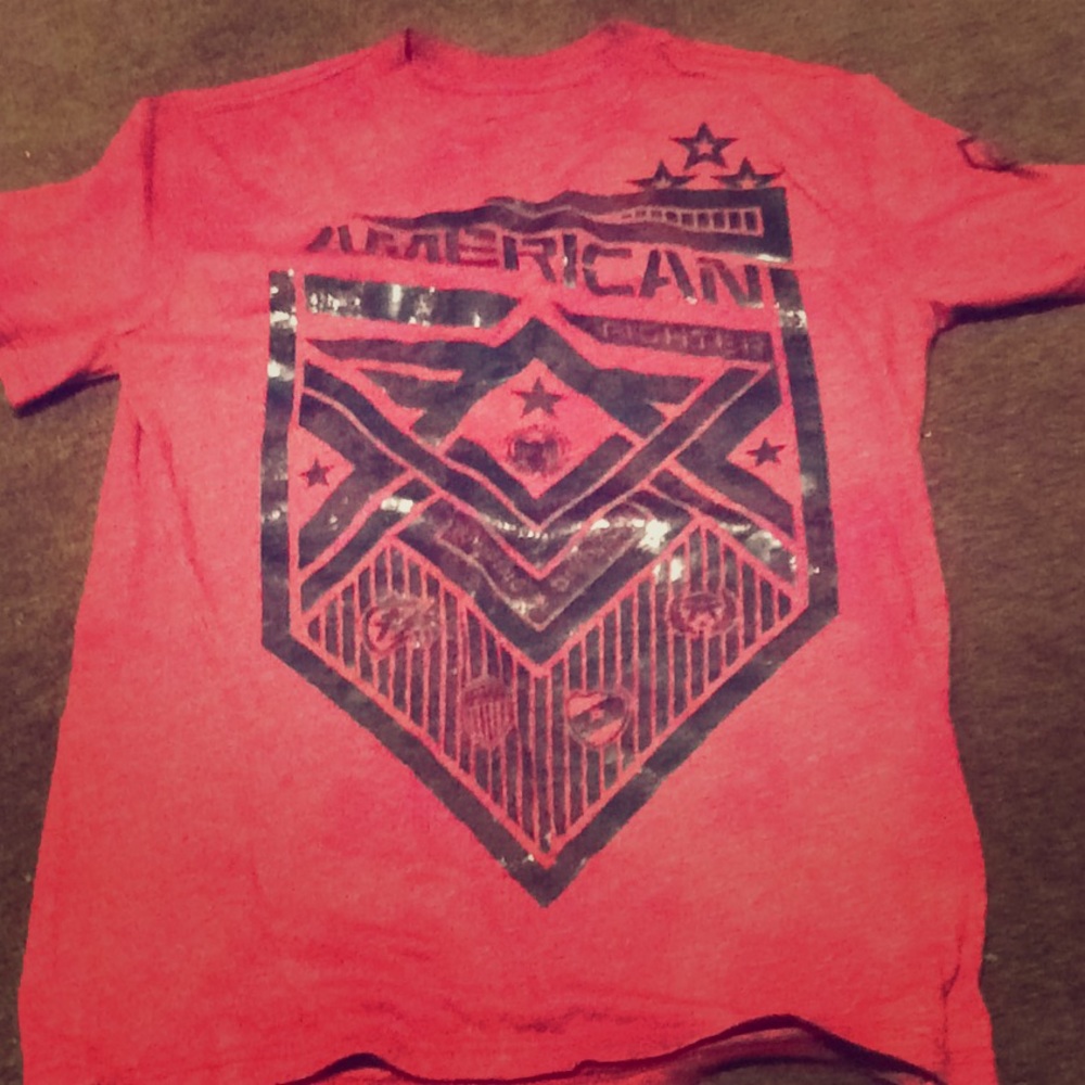 Red and black short sleeve shirt